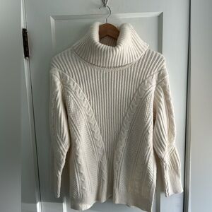 Banana Republic Cream Cable Turtleneck Sweater